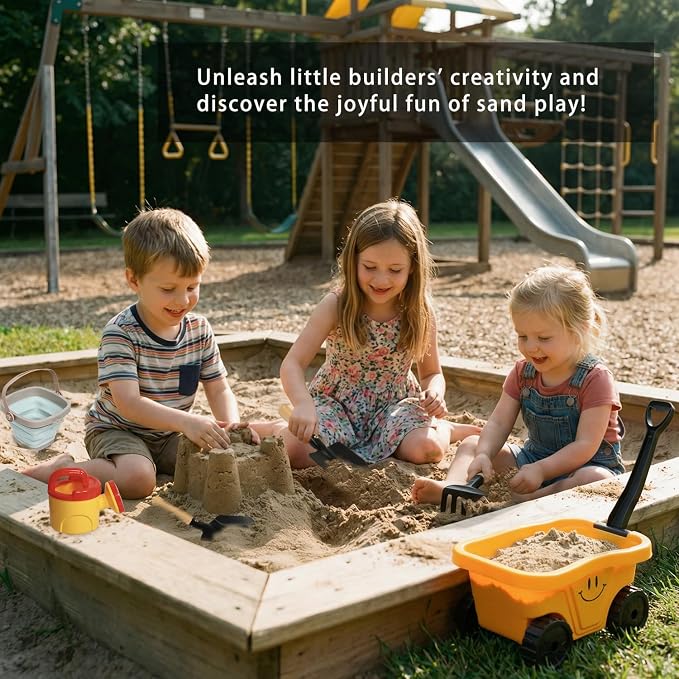 Todders Wheelbarrow Gardening Set, Kids Rake and Shovel Set for Dirt Digging, Garden Tools Equipment for Yard Outdoor Sandbox Summer Beach Toys Gifts for Ages 2-5 Years