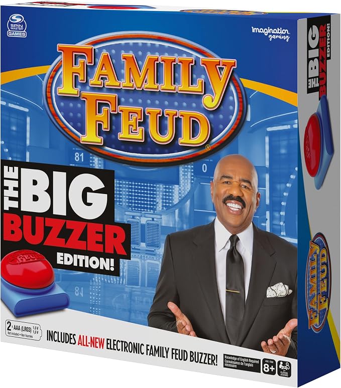 Spin Master Family Feud Big Buzzer Game, Amazon Exclusive “Buzz in” with The Electronic Buzzer Board Game for Hilarious Family Fun, Ages 8 and up