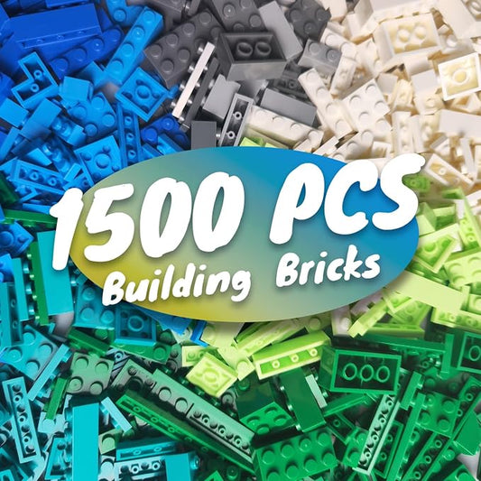 HUIZDQ 1500 Pieces Building Bricks, Classic Bulk Small Blocks, Classic Bricks Set Basic Building Blocks Compatible with All Major Brands(Natural Colors)