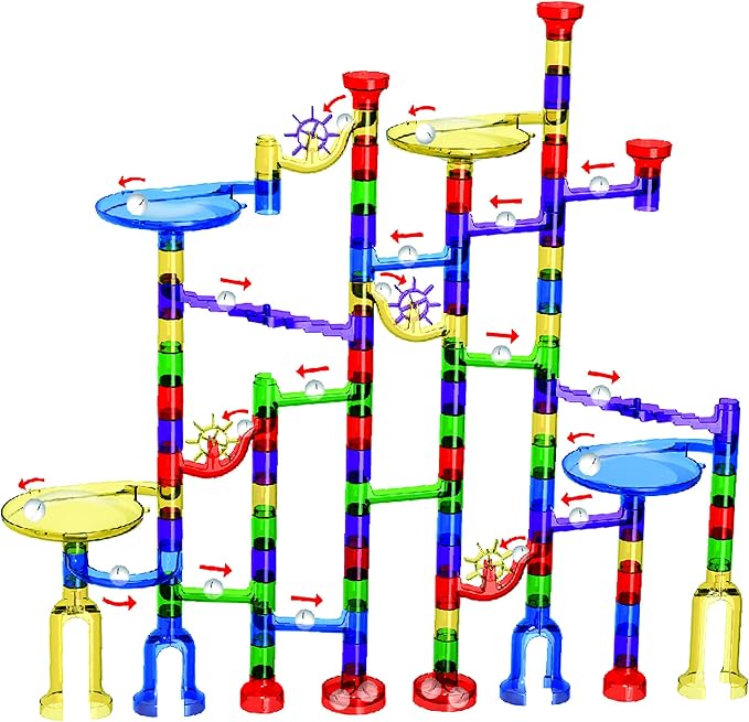 Marble Mania 162 Piece Marble Run Plus Storage Tub for Kids 4-8 Year Old | Storage Tub Included, 162 Pieces, Construction Toys, Educational STEM Toys For 4+ Year Olds