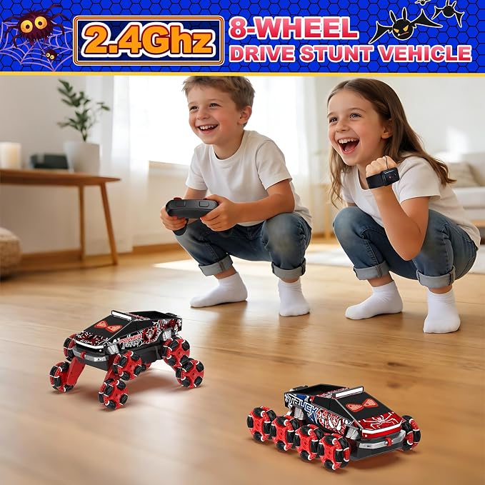 Nikuku Cool 8 Wheels Hand Controlled RC Stunt Car, Gesture Sensing Remote Control Car for Boys Age 6-13, 2.4Ghz Climbing Toys for Kid 6 7 8-10 11 12 Year Old, Christmas Birthday Gifts for Boys Girls