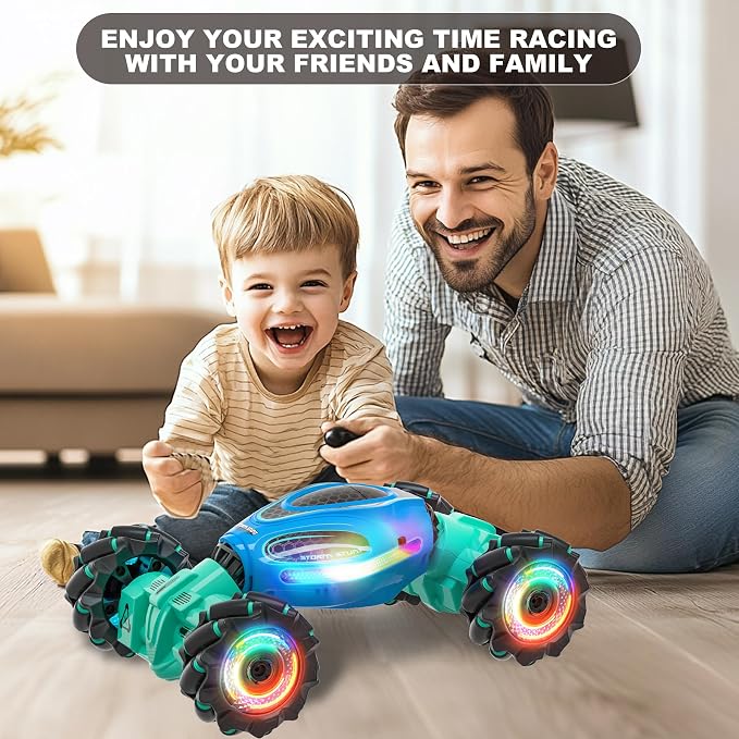 Gesture RC Car,1:18 4WD Transform Off-Road Stunt Car with Gesture & Remote Control, 360° Flips Drift Vehicle with LED Lights Music, All Terrain Toy Cars Gifts for Boys Girls Age 6-12