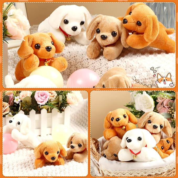 Sosation 20 Pcs Mini Stuffed Animal Dog Bulk Adopt a Puppy Favors Soft Puppy Gift Party for Kids Vet Tech Birthday Party Charity Donation Classroom Goodie Stuffer (Simple Style,Delicate Color)