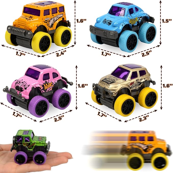 8 Pack Die-cast Mini Monster Truck for Boys and Girls,Pull Back Alloy Trucks Toy,Mini Pull Back Cars,Die-cast Race Cars for Kids Party Favors