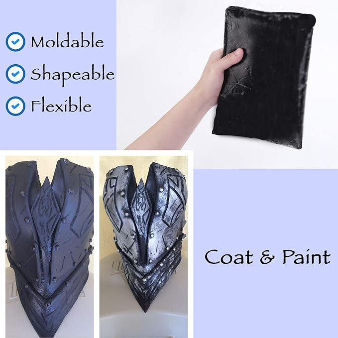 Moldable Cosplay Foam Clay (Black) – High Density and Hiqh Quality for Intricate Designs | Air Dries to Perfection for Cutting with a Knife or Rotary Tool, Sanding or Shaping