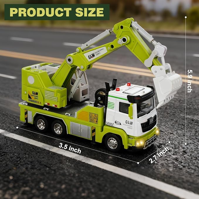 Excavator Truck Toy for Boys-1:40 Simulation Model, Educational Construction Toys with Realistic Lights & Sounds, Perfect Christmas Birthday Gifts for Kid Ages 3 4 5 6 7 8 Years Old (Excavator Truck)