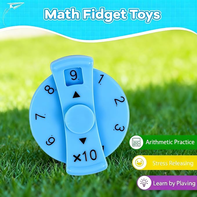 9 Pcs Math Fidget Spinners, Math Fidget Toy for Adults, Learn Multiplication and Division with The Math Spinners, Math Game for Home Classroom Prizes