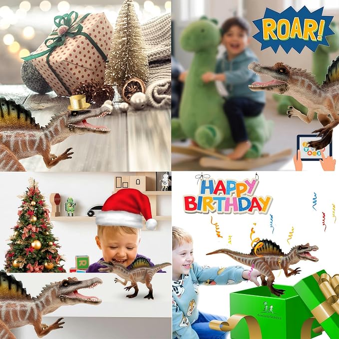 Gemini&Genius Spinosaurus Action Figure with Moveable Jaw, Dinosaur Toy for Kids, Early Science Dino Education, Collectible Display Toy and Creative Gift for The Dino Lovers