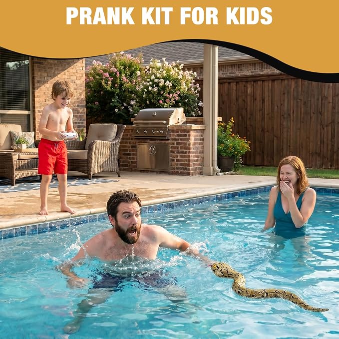 Remote Control Snake Toy Amphibious RC Snake with Realistic Movement Land & Water Modes Pool Prank Games for Indoor Outdoor Fun Birthday Gifts for Boys Girls Ages 5–13