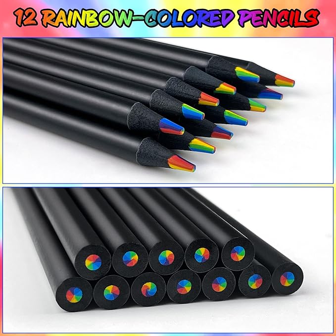 OHOME Back to School Supplies - 12 Rainbow Colored Pencils - Easter Games Crafts for kids,Art Supplies Drawing Kit for Teen Girl Gift Trendy Stuff | Stocking Stuffers