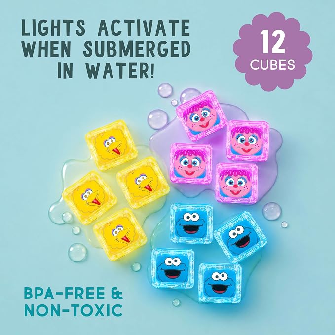Glo Pals Water-Activated Light-Up Sensory Bath Toy Cubes for Bathtime and Sensory Play, Vibrant Light-Up Colored Cubes for Kids and Toddlers, Glows Pink, Yellow, and Blue, Pack of 12