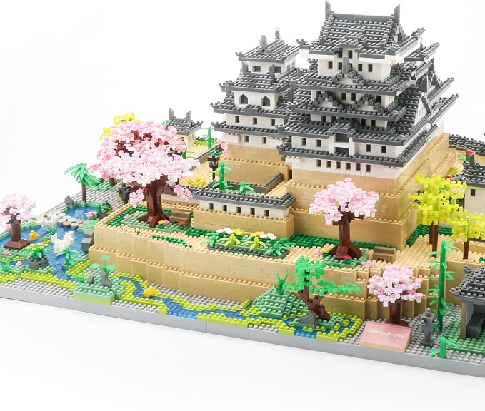 JXRLMB Japanese Micro Building Blocks Sets for Adults 10080 PCS Japan Himeji Castle with Cherry Blossoms Model Kit Big Architecture Landmarks Collection Kit