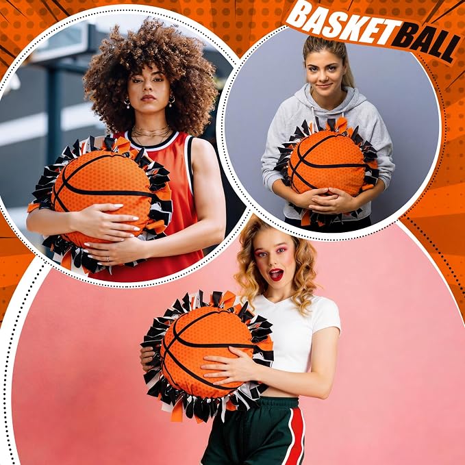 Weysat 6 Sets Basketball Tied Pillow Craft Kit DIY Orange Basketball Shaped Pillow Craft Gifts with PP Cotton for Sports Theme Party Room Decor VBS School Favors Classroom Giveaways