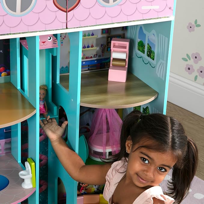 Gabby’s Dollhouse Purrfect Playhouse by Delta Children – Features Sounds & Light Up Ear - Includes 20 Accessories - Fits 8-inch Dolls - Pretend Play Dream Gift for Ages 3