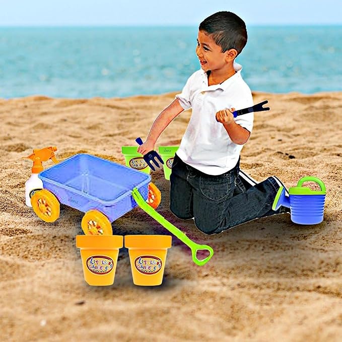 Dimple Garden Wagon & Tools Toy Set, Kids Gardening Set - 15 Pcs Outdoor Toys for Toddlers,Sand Toys - Sturdy & Durable Top Yd, Beach, Sand, Garden Play Set for Kids & Toddler Gardening Tools, Age 3+