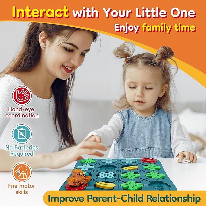 Kids Toys STEM Board Games - Logical Road Builder Brain Teasers Puzzles for 3 4 5 6 7 Year Old Boys Girls, Educational Montessori Birthday Gifts for Ages 4-8 Preschool Classroom Learning (32 PCS)