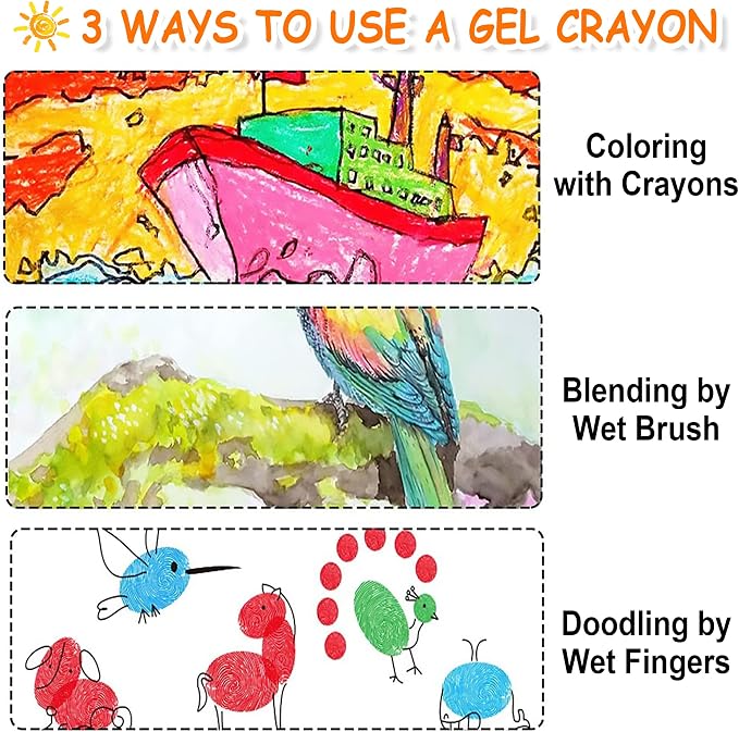 Shuttle Art 24 Colors Gel Crayons for Toddlers, Non-Toxic Crayons Set for Kids Children Coloring, Crayon-Pastel-Watercolor Effect, Ideal for Paper (Pack of 2)