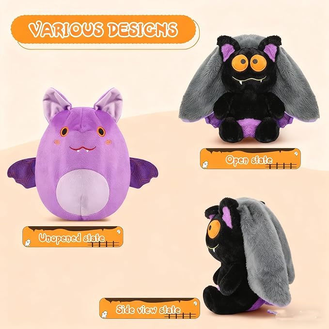 MIAODAM Bat Stuffed Animal Plush, 11inch Reversible Purple Bat Plushies, Cute Plush Toy Gift for Toddler Girls Boys