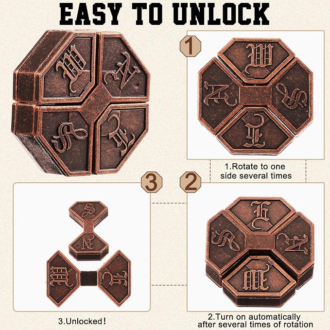 Wettarn 9 Pcs Metal Brain Teaser Puzzles 3D Steel Puzzle Set for Adults IQ Logic Challenge Disentanglement Unlock Interlocking Games Smart Logic Test Toys for Adults Mind Challenge(Diverting Style)