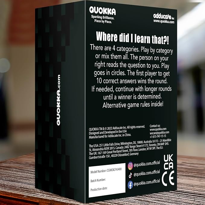 Trivia Card Games for Adults with 2000 Questions – Party Board Games for Adults, Teens&Families – Trivia Cards with Answers in Geography, History, Science, and General Knowledge for Family Game Night