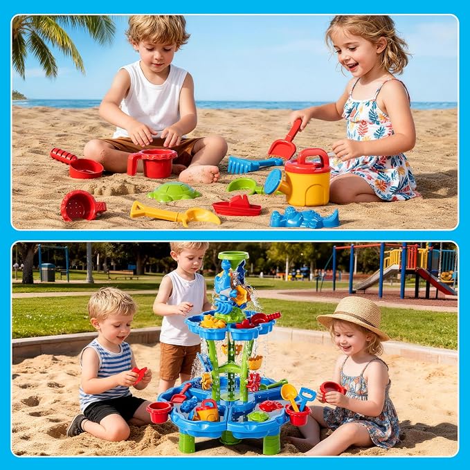Kids Sand Water Table: Water Table for Toddlers 3-5, Water and Sand Activity Sensory Tables Summer Outdoor Toys Beach Toys for Outside Backyard for Kids Toddlers Age 3 4 5 6 7 8
