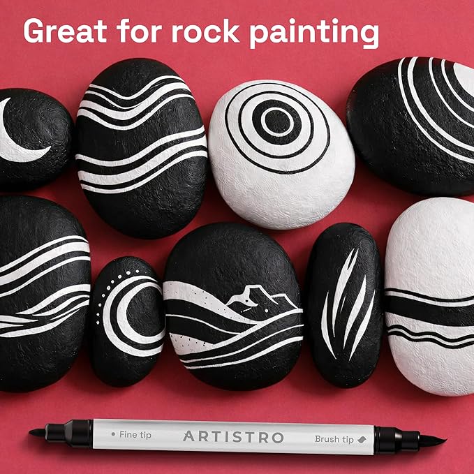 ARTISTRO 12 Black Acrylic Paint Markers - Paint Pens for Drawing - For Fabric, Rock, Glass, Wood, Molds - Arts & Crafts Gift for Adults, Teens, Kids, Classroom Must Haves & School Supplies