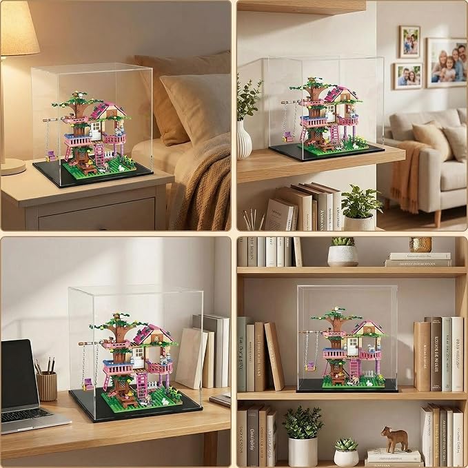 CSNRHG Dream Tree House Friends Building Set, Tree House Building Set Acrylic Protective Cover, Friendship Tree House with Swing Animals Flowers, 504 Pieces