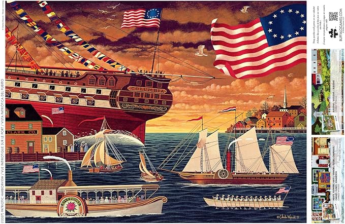 Buffalo Games Charles Wysocki - Patriotic Harborview - 1000 Piece Jigsaw Puzzle - 26.75 x 19.75 in - Reference Poster - Precision Cut Pieces - Adult Jigsaw Puzzles