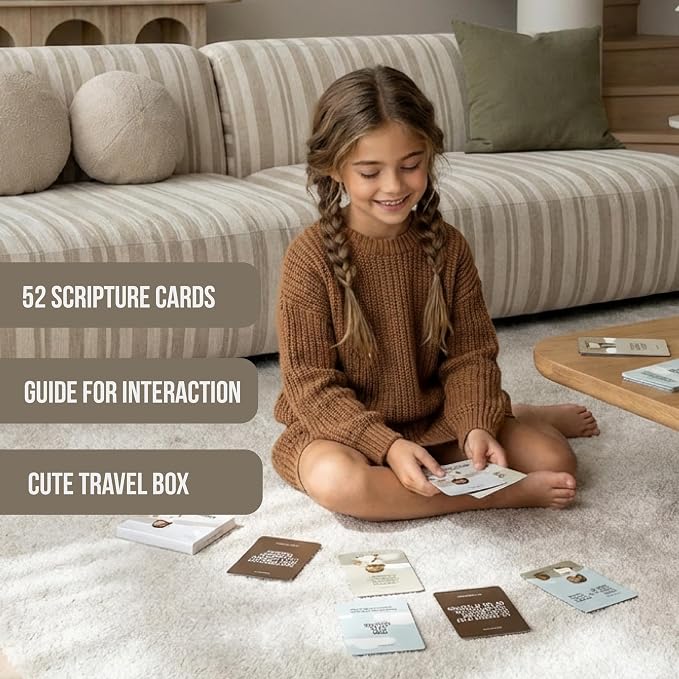 Christian Bible Devotional Card Deck for Kids | 52 Scripture Cards + Parent Guide | Faith Building Gift for Children Ages 4–12 | Kingdom Kids Deck