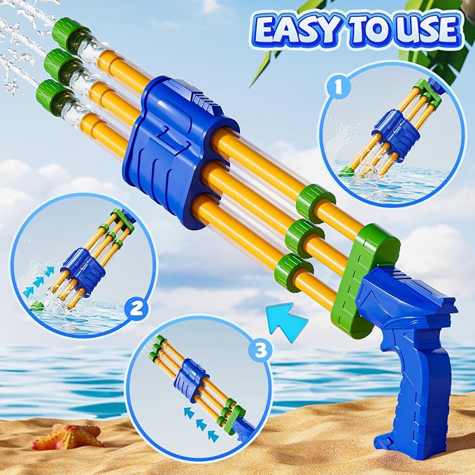 4 Pack Water Guns for Kids Adults, Summer Outdoor Water Toys Swimming Pool Game, Beach Water Game Fighting Play Pool Toys for Boys Girls Kids Ages 4-8, 8-12