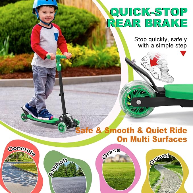 Scooters for Kids 6-8 8-12, Folding 3 Lighted Wheels Kick Scooter,3 Adjustable Height Handlebars, Lean-to-Steer,Widen Anti-Slip Deck, Heavy Duty Scooter for Boys Girls Ages 6-12,up to 170 Lbs