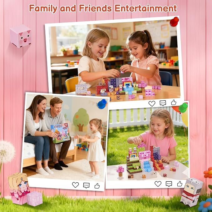200PCS Magnetic Blocks, Magnetic Building Blocks Cubes Tiles, STEM Educational Stacking Magnets School Game Toys for Kid Ages 3 4 5 6 7 8 9 10 11 Birthday Party Supplies Gifts for Boys and Girls
