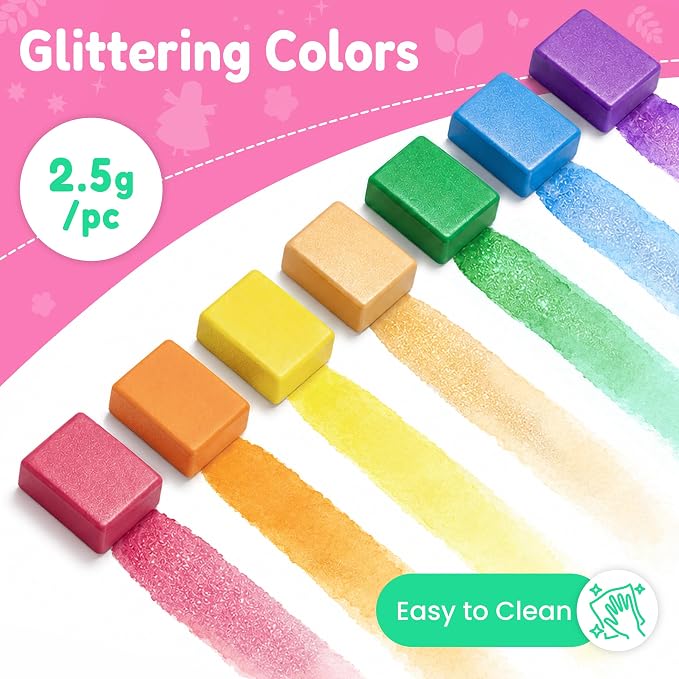 JoyCat Paint with Water Coloring Books & Creative Sticker(Tiny Fairy) | Watercolor & Sticker Activity - 200 Pcs Stickers for Kids, Toddler Painting Set, Art & Craft Travel Toy Gifts for Boys Girls