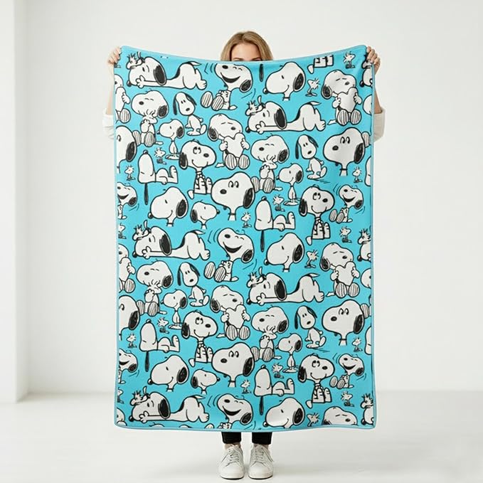 Silver Buffalo Peanuts Snoopy Multi Pose Expression 45" x 60" Fleece Throw, Soft and Cozy Blanket, 180 GSM