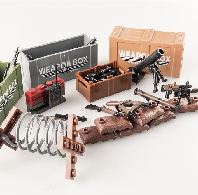 36 Pcs Weapons Pack Military U.S Field Force Weapons Toy Set - Brown Weapons Accessories Weapon Battle Building Blocks Compatible with Major Brand, 3 Years Old and up