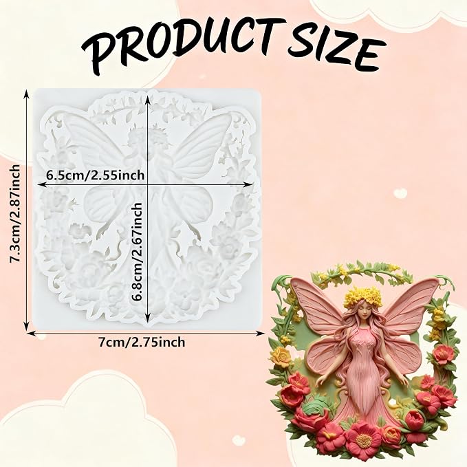 Flower Fairy Polymer Clay Molds Butterfly Fairy Flower Garland Silicone Mold for DIY Crafts Epoxy Resin Casting Polymer Clay Tools Craft Air Dry Jewelry Making
