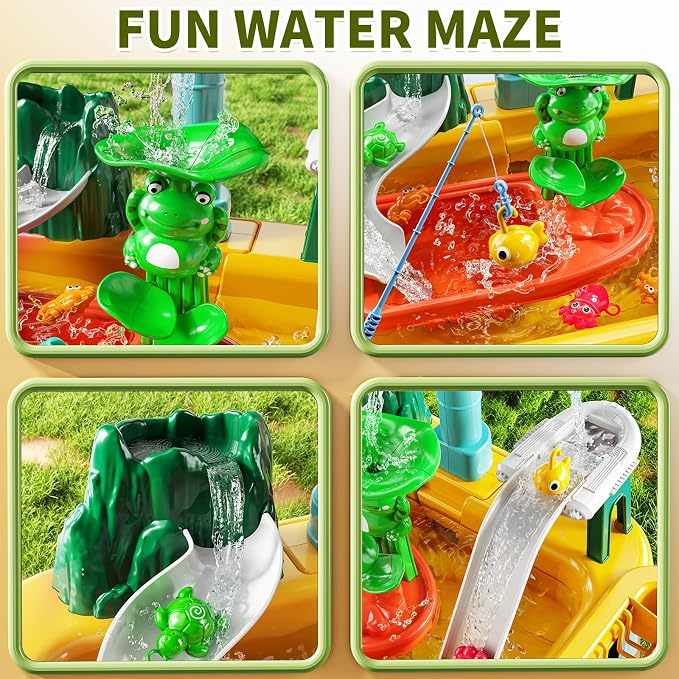Kids Water Table Play Toy for Toddlers 1-3 4-8 Years Old - Kitchen Sink with Pump and Flowing Water, Fishing Games, Outside Sensory Gift Toys for Boys and Girls 2 3 4 5 6 7 8