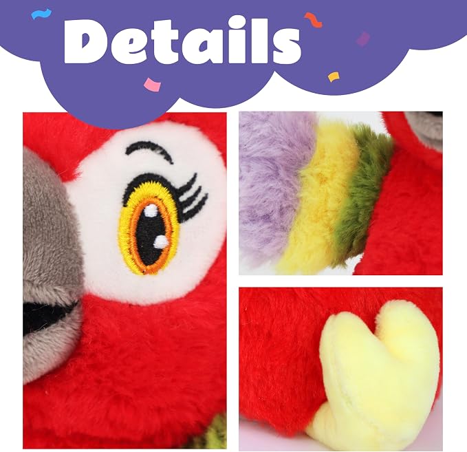Talking Parrot Repeat What You Say Musical Stuffed Animal Shaking Singing Plush Toy Electric Interactive Animated Plushies for Kids Girls Boys Birthday
