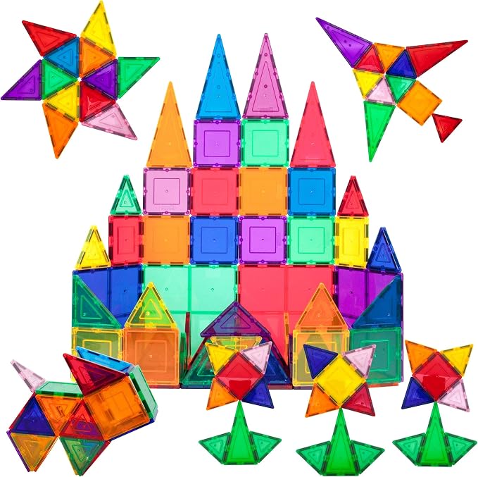 PicassoTiles Mega Building Bundle: 100PC + 60PC Magnet Tiles Construction Blocks Playsets, STEAM Learning & Educational Sensory Playset for Preschool & Kindergarten Kids Ages 3+, A Classroom Must Have