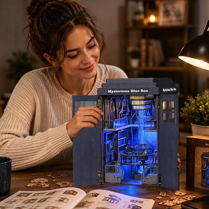 TOYQI Book Nook Kit, DIY Miniature Dollhouse Kit for Adults and Teens | Booknook Tiny House Kit Bookshelf Decoration 3D Wooden Puzzle Bookend