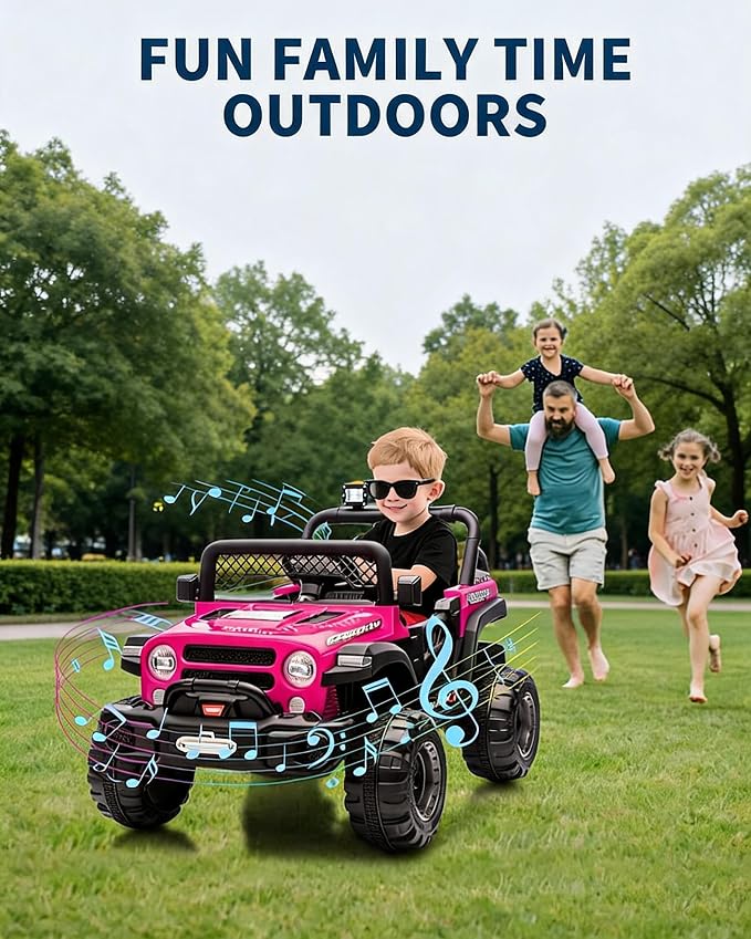 GarveeLife 12V Kids Ride On Car, 2 Seater Electric Toy Car for Toddlers and Children, Ride On Toys with Parent Remote Control, Battery-Powered w/Music & LED Lights