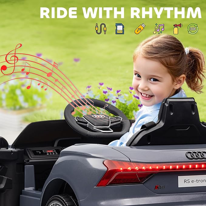 Aosom Licensed Audi RS e-tron GT 12V Ride On Car Truck for Kids, Electric Car Ride On Vehicle w/Parent Remote Control, Music, Lights, for Toddlers, Gray