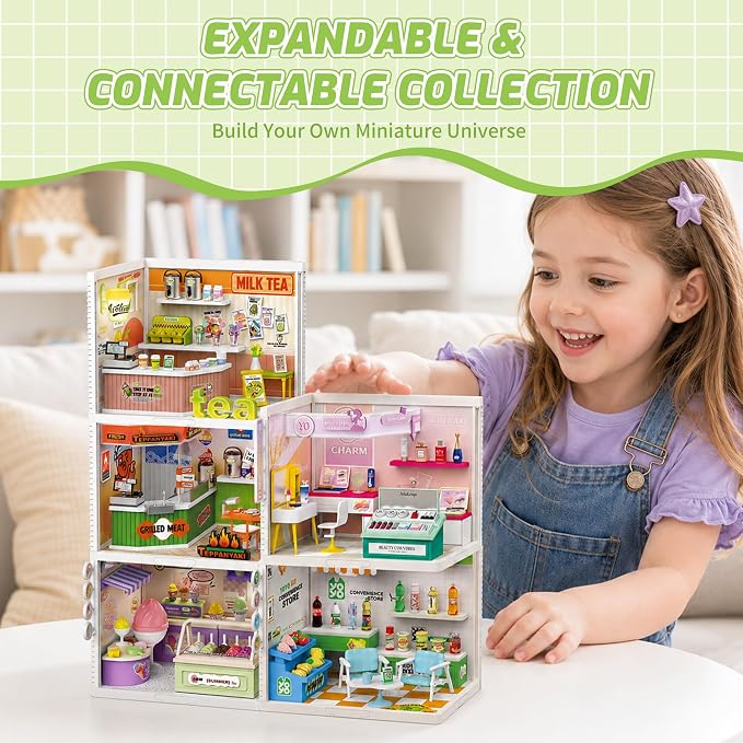 MINDNOOK DIY Miniature House Kit, LED Light-Up Dollhouse, Mini Dollhouse Building Set with Furniture, Craft Hobby Gift for Adults, Teens & Kids Ages 6+ (Teppanyaki)