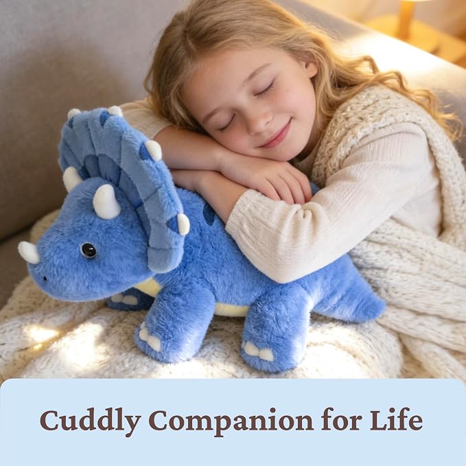 IKASA Triceratops Dinosaur Stuffed Animal Plush Toy,18" Soft Big Large Toys,Cute Fluffy Plushy,Gifts for Kids Girls Boys