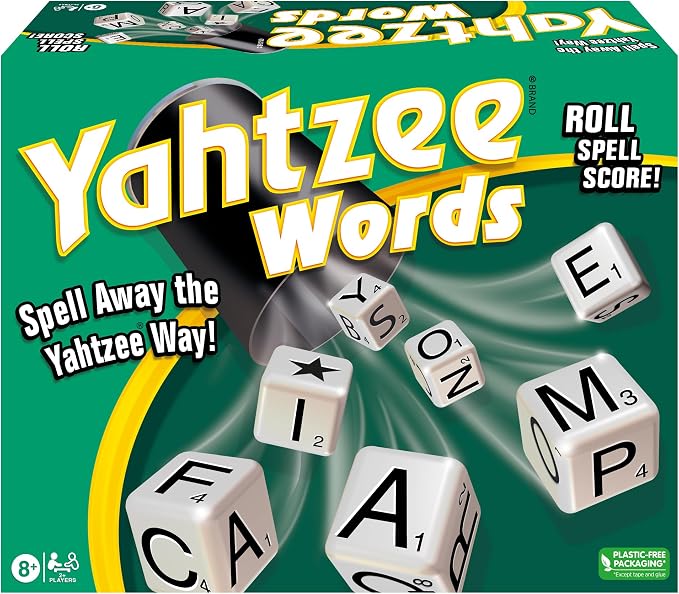 Winning Moves Yahtzee Words, Family Word Game Version of Yahtzee | with Dice Cup, 2 or More Players, Ages 8+