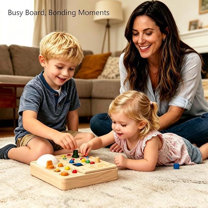 Montessori Busy Board for 1-4 Year Old, Slap-Activated LED Light Sensory Switch Board, Educational Fine Motor Skills Learning Toy