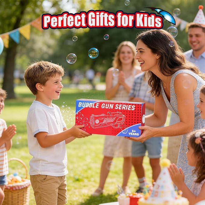 Rechargeable Bubble Gun for Kids, Toys for Boys 3-4, 4-6, Bubble Machine for Kids, Outdoor Toys for Kids Age 4-8, Easter, Summer, Wedding, Party Favors, Halloween, Birthday Gifts