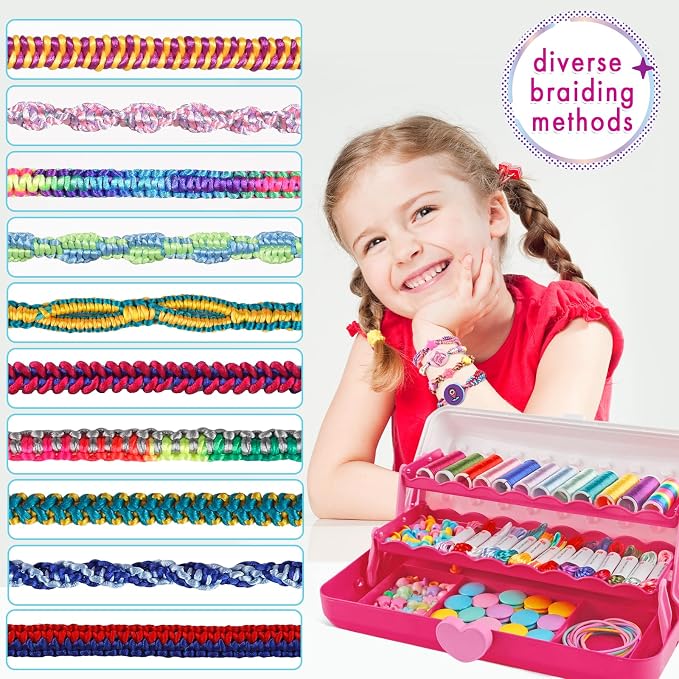 TingingYuli Friendship Bracelet Making Kit for Girls Ages 8-12, DIY String Bracelet Maker with 3-Layer Storage Box, Jewelry Making Kit Arts and Crafts Toy Gift for Kids Ages 6-12