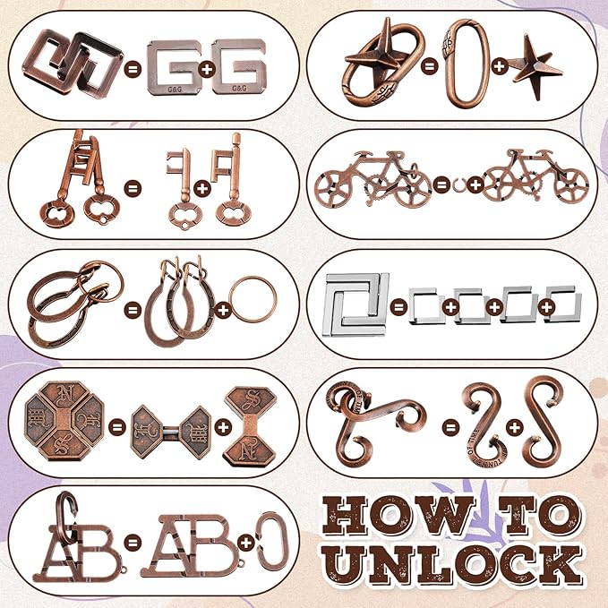 24 Pcs Metal Brain Teaser Puzzles Assortment for Adults Difficult Magic Puzzles Highly Hard Brain Games Iq Logic Test Disentanglement Game for Mind Challenge(Classic)