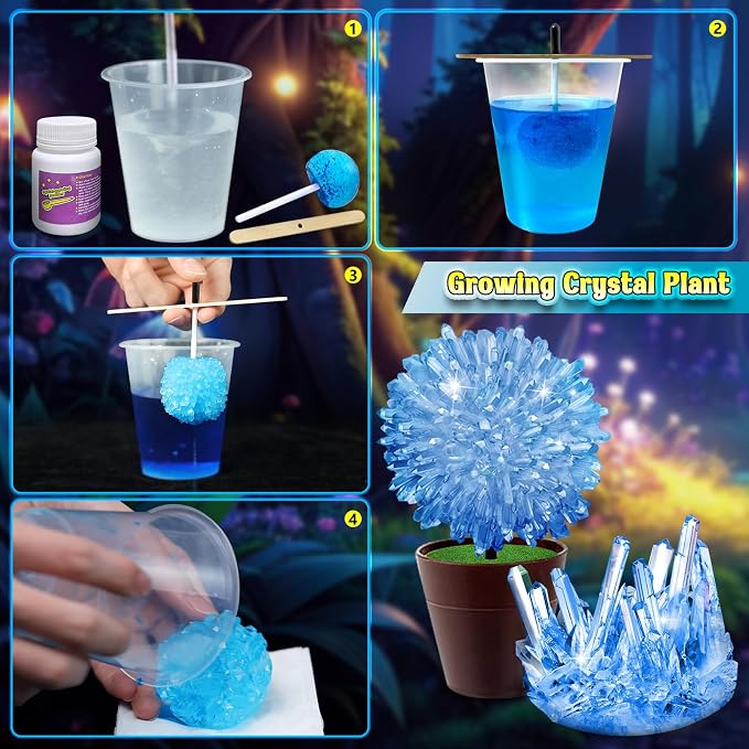 UNGLINGA Crystal Growing Kit for Kids, Chemistry Experiments Science S.T.E.M Toys Gifts Idea for Boys Girls, Crystal-Growing Tree, Hedgehog Crystal, Grow 6 Vibrant Crystals Making Kit